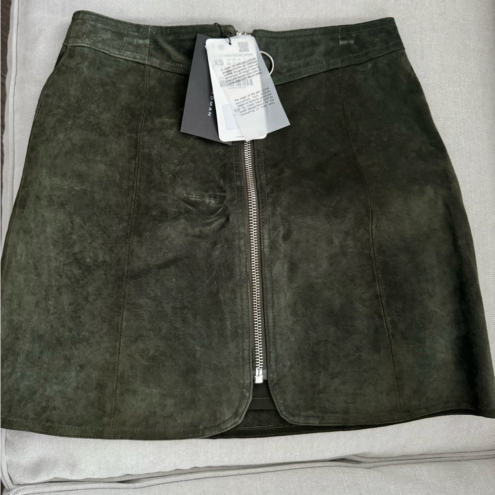 Olive Green Suede Skirt